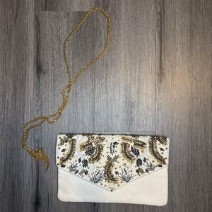 Elegant White and Gold Clutch Bag